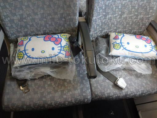 エバー航空 エコノミークラス 置かれてる毛布と枕