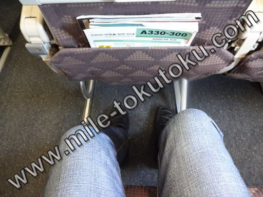 大韓航空 エコノミークラス 足元・シートピッチ