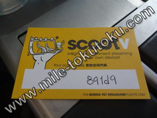 スクート航空 ビジネスクラス エンタメ視聴のパスワード