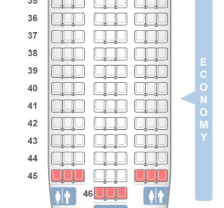 ユナイテッド航空 B777-200 避けるべき座席番号