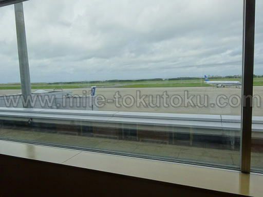 新潟空港 エアリウムラウンジ 窓から見える滑走路