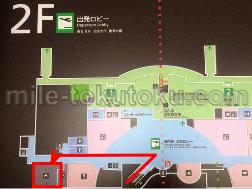 高松空港 ラウンジ讃岐がある2階フロアマップ