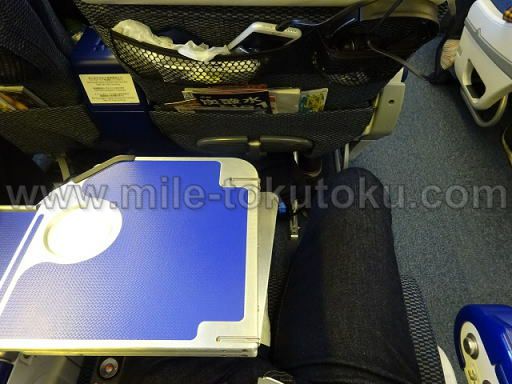 ANA国際線 プレミアムエコノミー 半開きのテーブル
