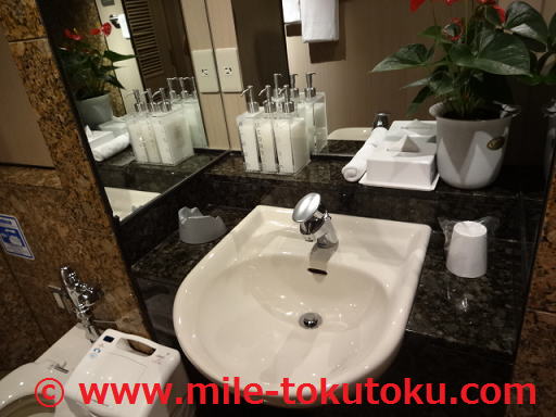 成田空港 デルタ航空ラウンジ シャワールームの洗面台