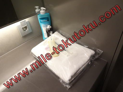 ソウル仁川空港 大韓航空ラウンジ シャワールーム タオルとアメニティ